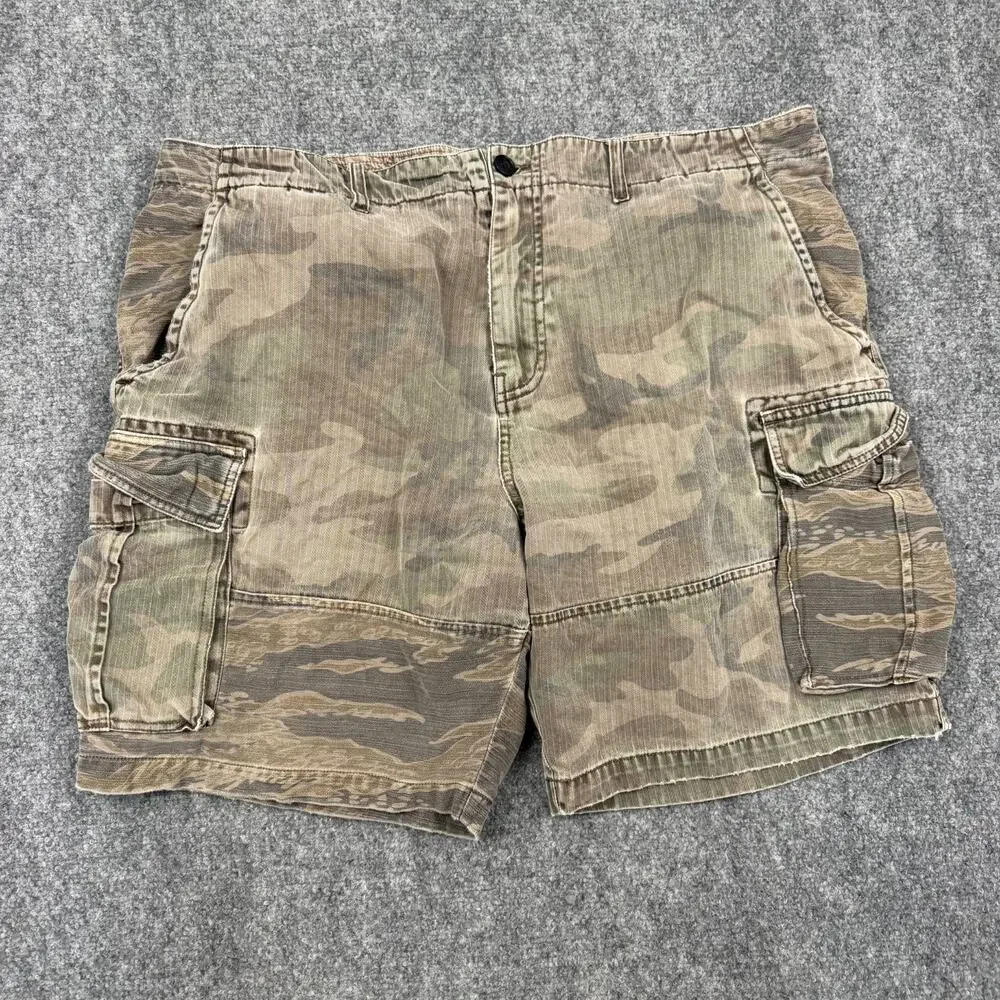 Lucky Brand Mens Camo Cargo Shorts Size 40 Ripstop Military Utility Hunting Y2K